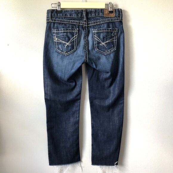 BKE Starlite Jeans Womens 28 Low Rise Cropped Distressed Embellished Pocket Boho - Picture 5 of 13